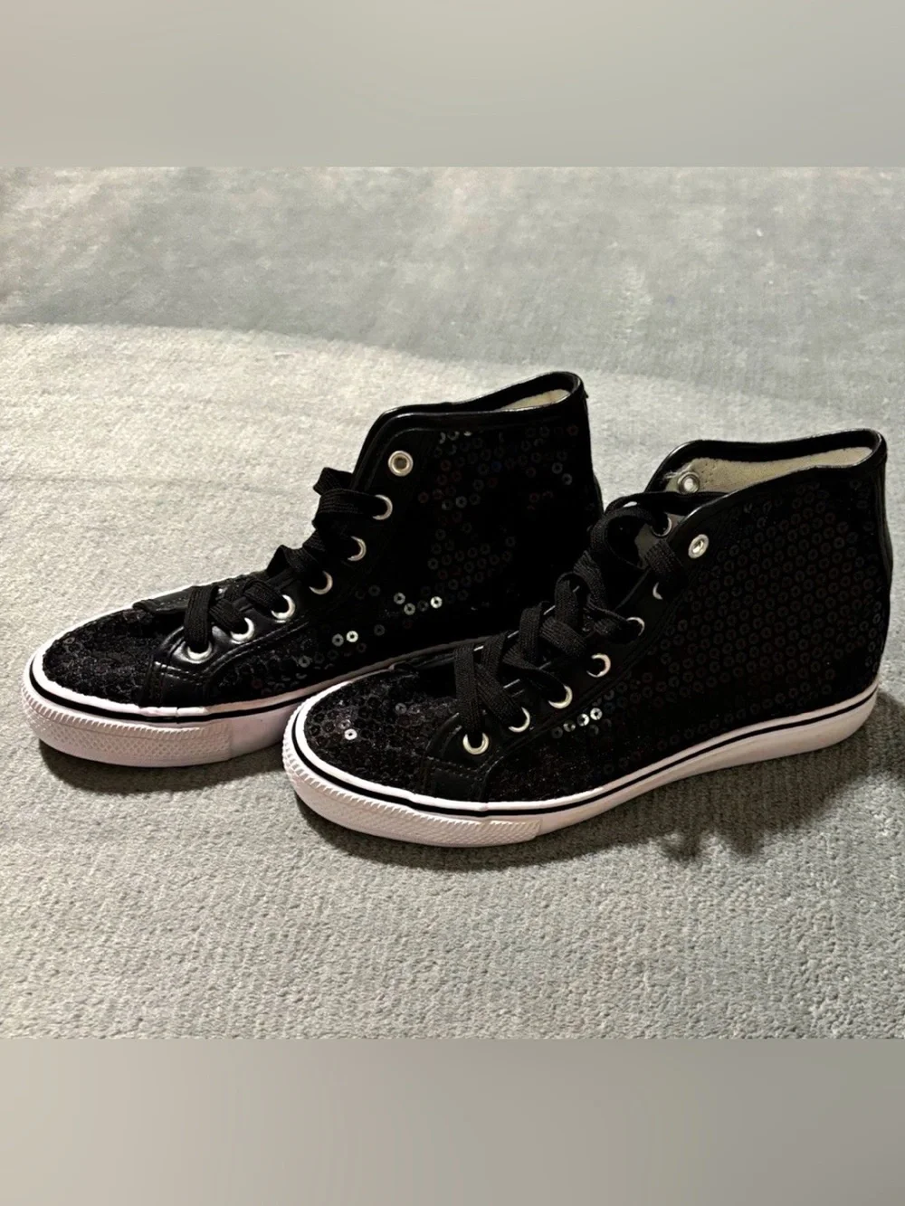 balera Black Sequin High-Top Sneakers